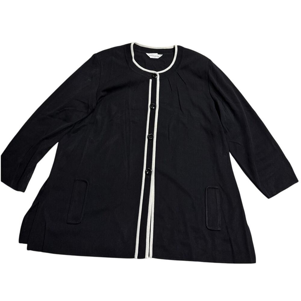 VTG Exclusively Misook Twin Set Cardigan Shell Womens Plus Size 1X Black White